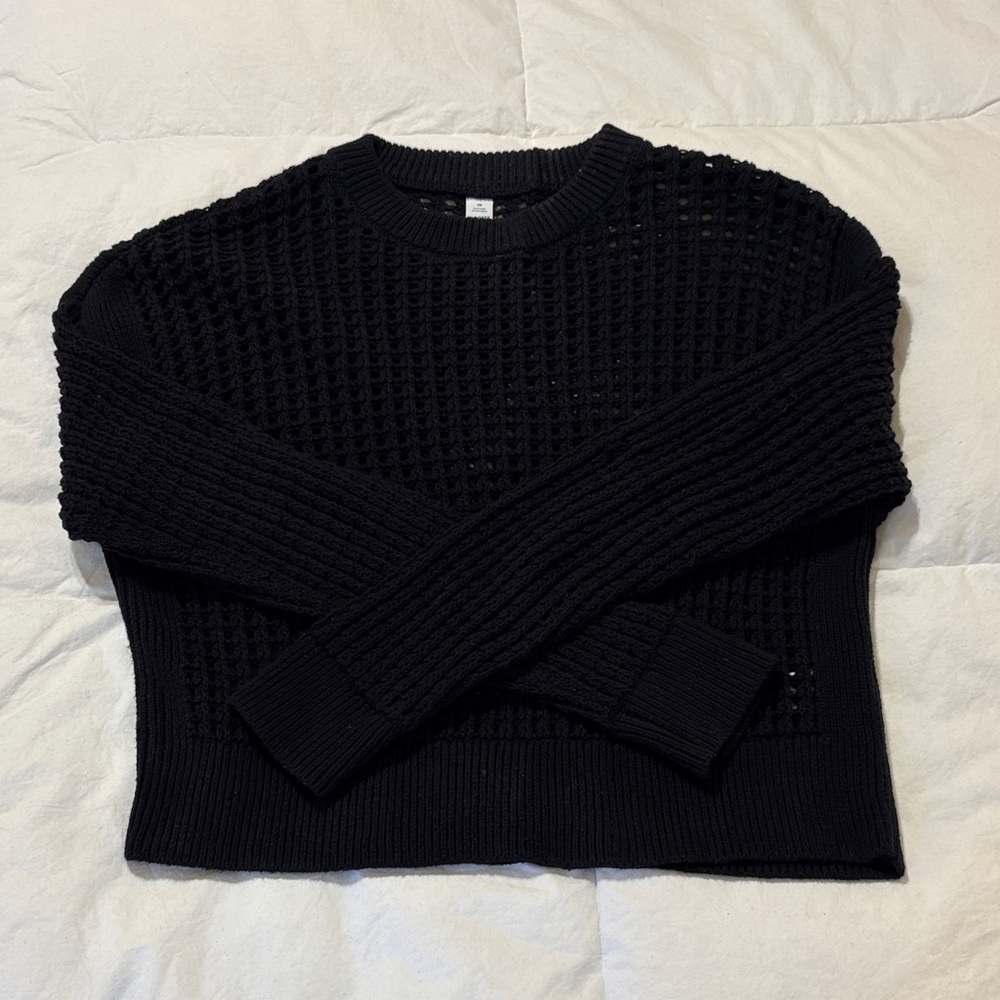 Black Cropped Cotton Sweater